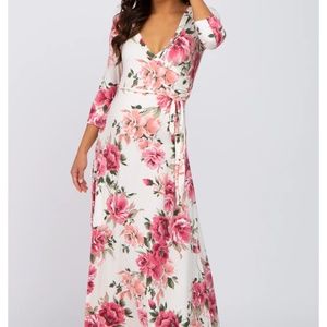NWT: Pink Blush Chiffon Maxi Floral Dress